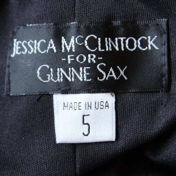 VTG Jessica McClintock Gunne Sax Black Maxi Sheath Dress Size 5/S Prom sequins - Picture 11 of 12